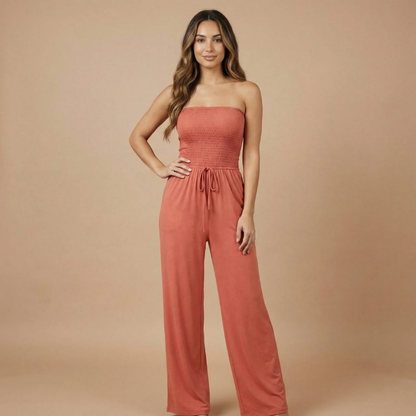 Women's Strapless Wide Leg Jumpsuit With Pockets - product image 4