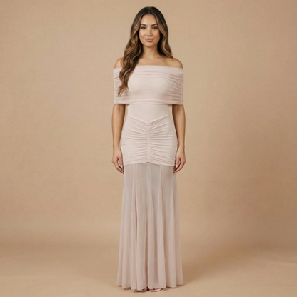 Women's Wedding Guest Off Shoulder Ruched Maxi Dress - product image 4