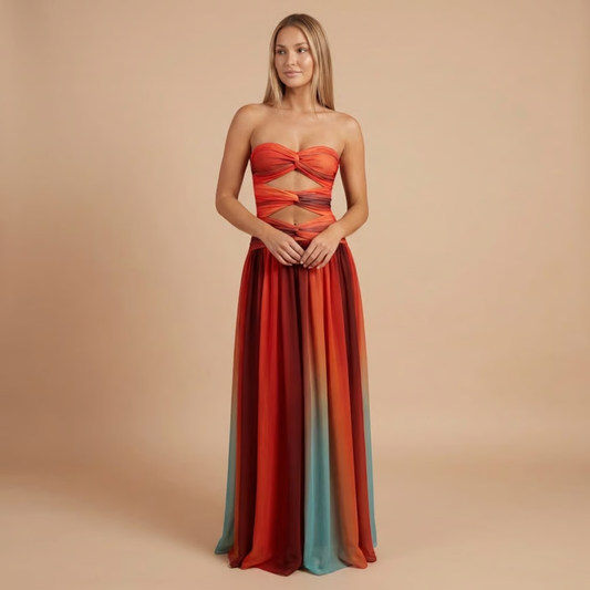 Women's Wedding Guest Strapless Ombre Maxi Dress - product image 1