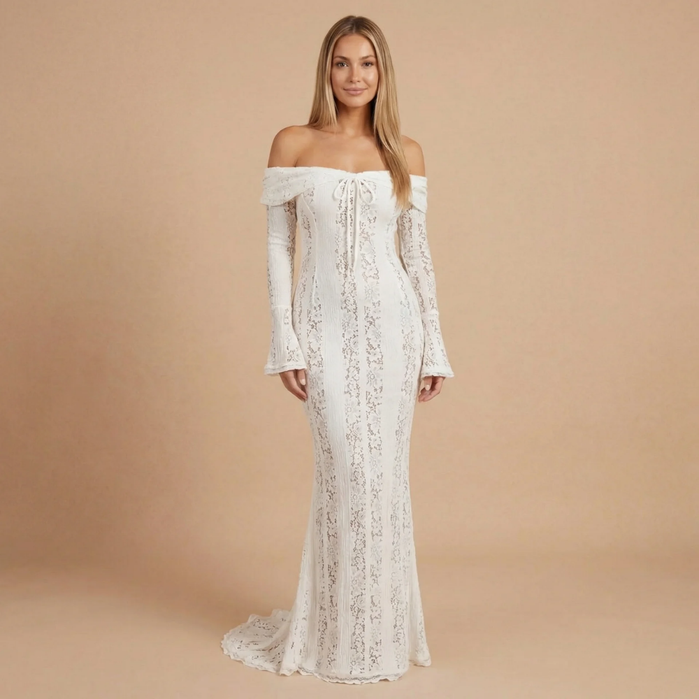 Women's Wedding Guest Off Shoulder Lace Maxi Dress - product image 1