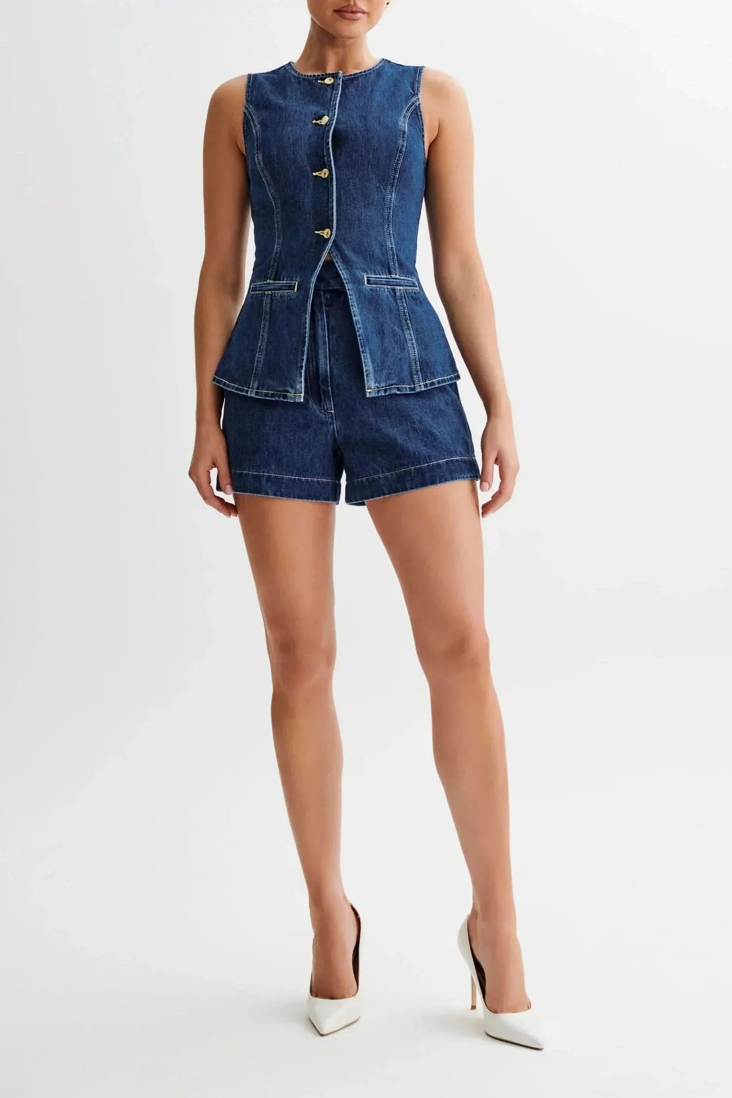 Women's Summer Sleeveless Denim Vest and Shorts Set - product image 4