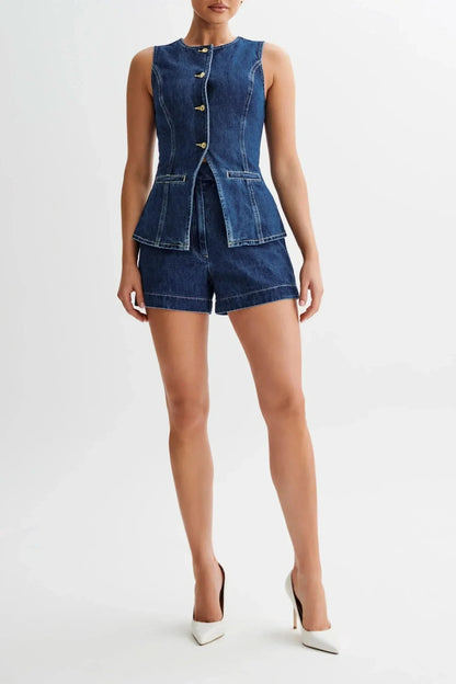 Women's Summer Sleeveless Denim Vest and Shorts Set - product image 4