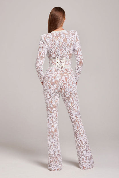 Women's Cocktail Sequin Lace Long Sleeve Wide Leg Jumpsuit - product image 7