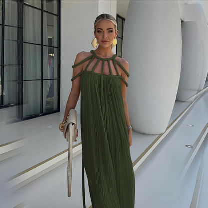 Women's Resort Maxi Cage Neck Column Dress with Belt - product image 4