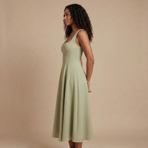 Women's Wedding Guest Square Neck Midi Dress Sleeveless - product image 1