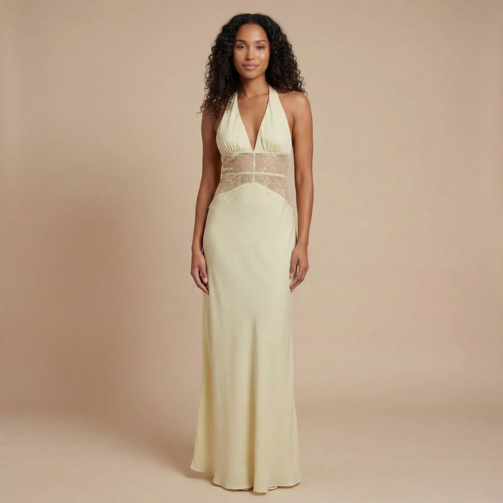 Women's Wedding Guest Halter V Neck Maxi Dress - product image 6