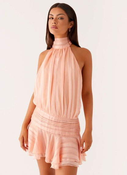 Women's Cocktail Halter Pleated Mini Dress - product image 4