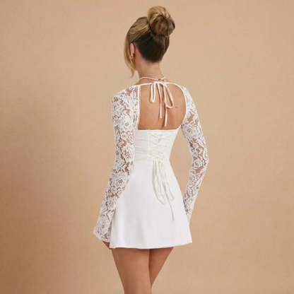 Women's Cocktail Sweetheart Lace Long Sleeve Mini Dress - product image 6