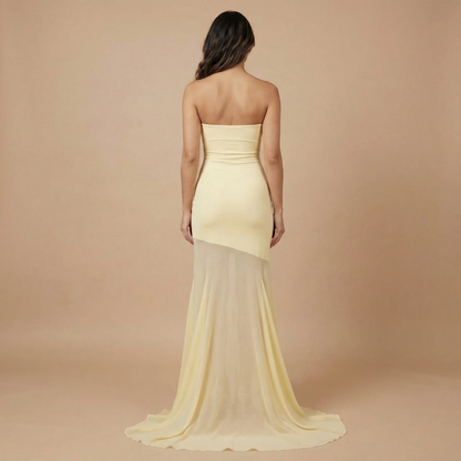 Women's Formal Strapless Maxi Dress With Sheer Mesh Skirt - product image 5