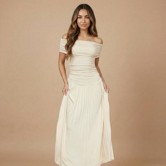 Women's Wedding Guest Off Shoulder Pleated Maxi Dress - product image 1