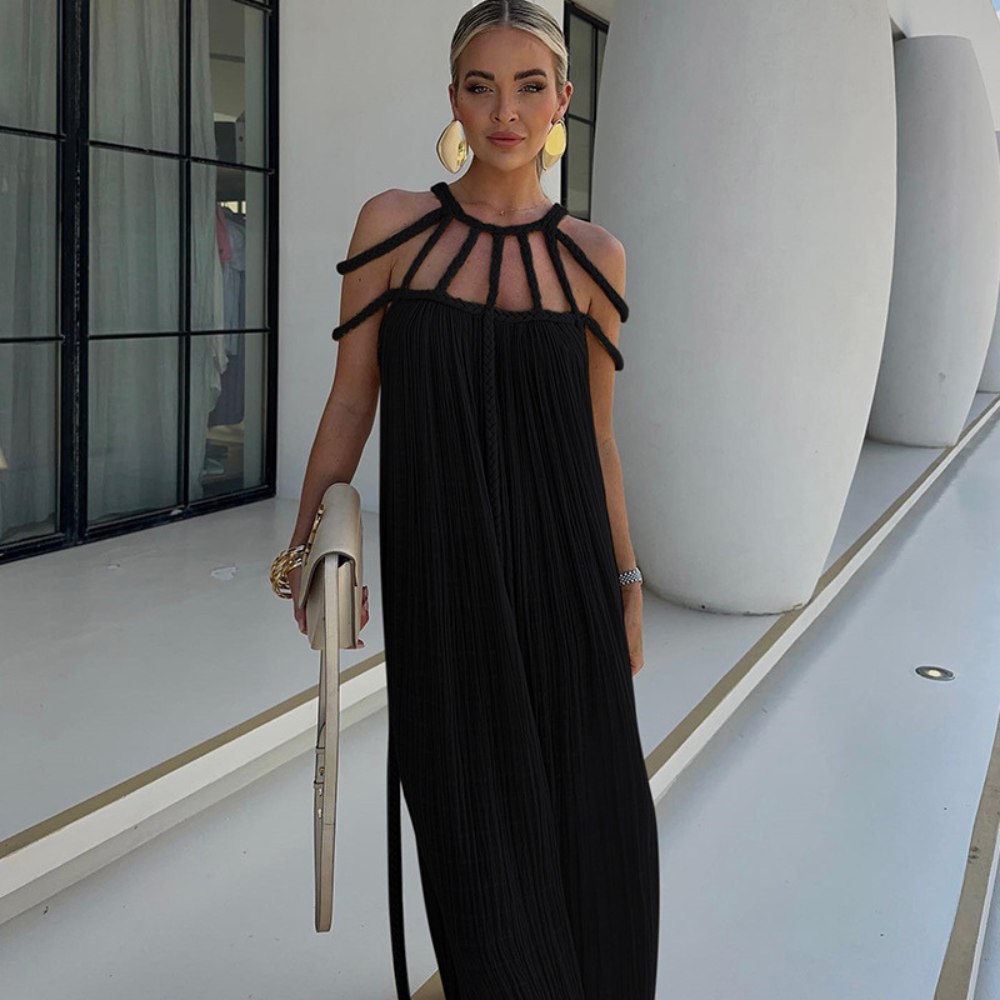 Women's Resort Maxi Cage Neck Column Dress with Belt - product image 5