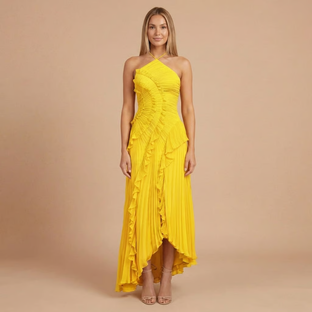 Women's Wedding Guest Halter Ruffle Maxi Dress - product image 3