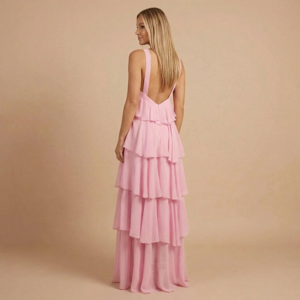 Women's Wedding Guest Halter Tiered Maxi Dress - product image 5