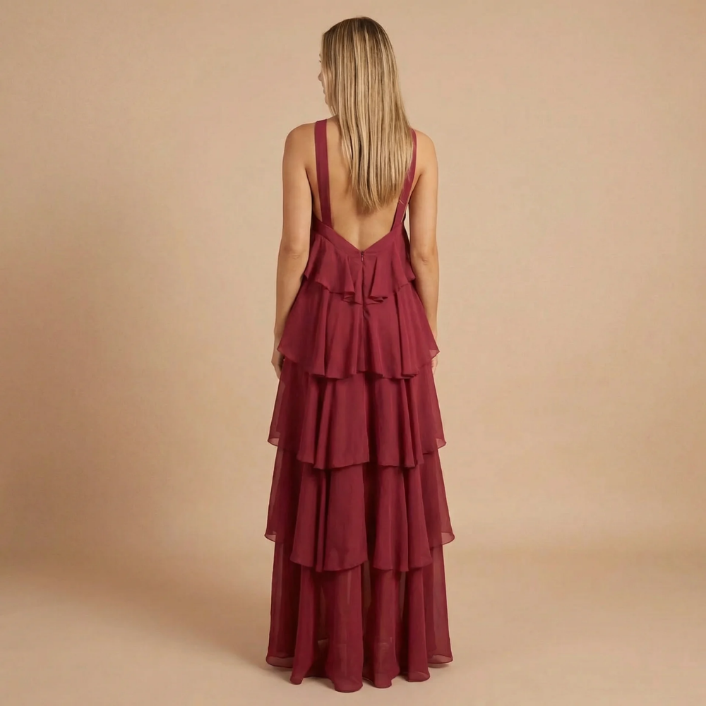 Women's Wedding Guest Halter Tiered Maxi Dress - product image 6