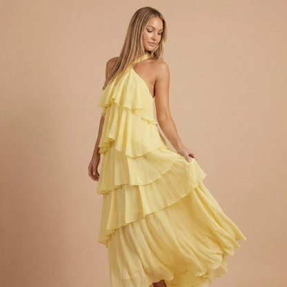 Women's Wedding Guest Halter Tiered Maxi Dress - product image 3