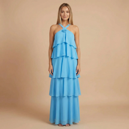 Women's Wedding Guest Halter Tiered Maxi Dress - product image 4