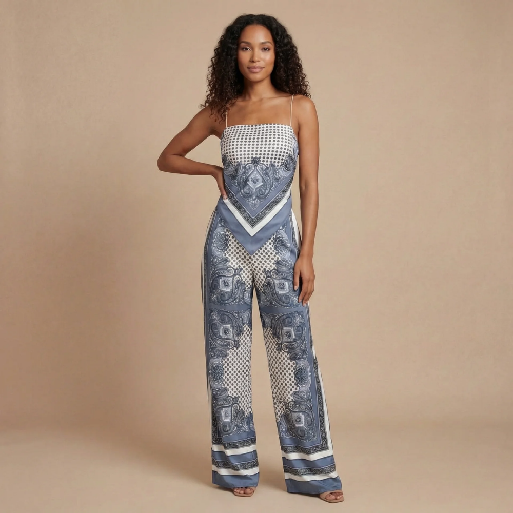 Women's Vacation Scarf Print Wide Leg Pants Set - product image 2