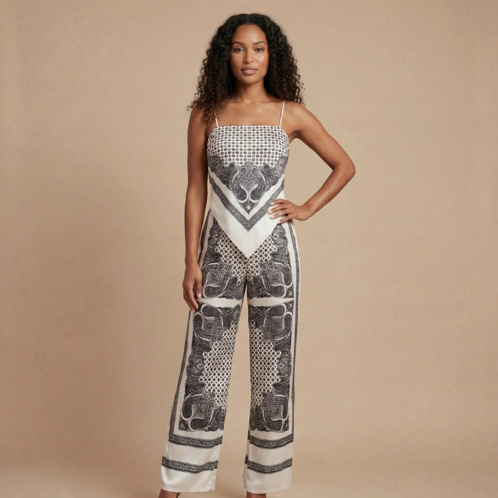 Women's Vacation Scarf Print Wide Leg Pants Set - product image 3