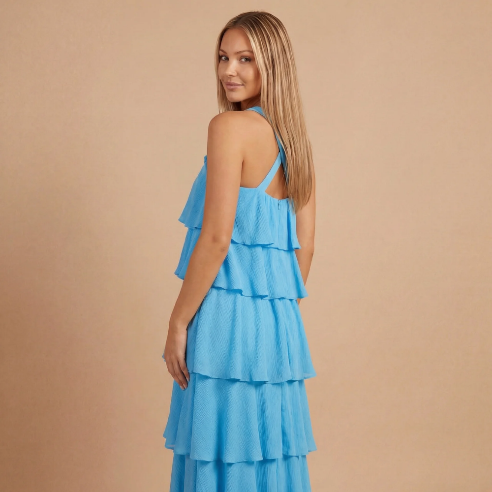 Women's Wedding Guest Halter Tiered Maxi Dress - product image 7