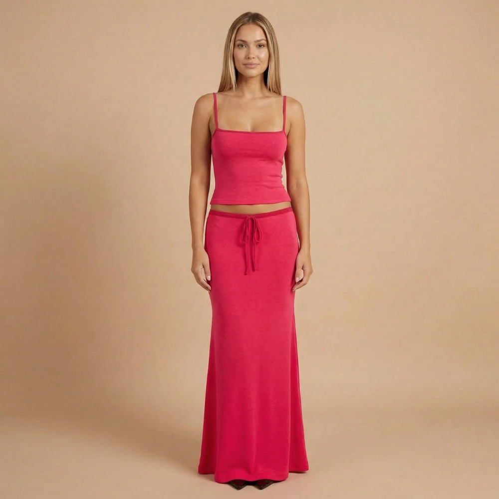 Women's Summer Maxi Skirt and Crop Top Two Piece Set - product image 1