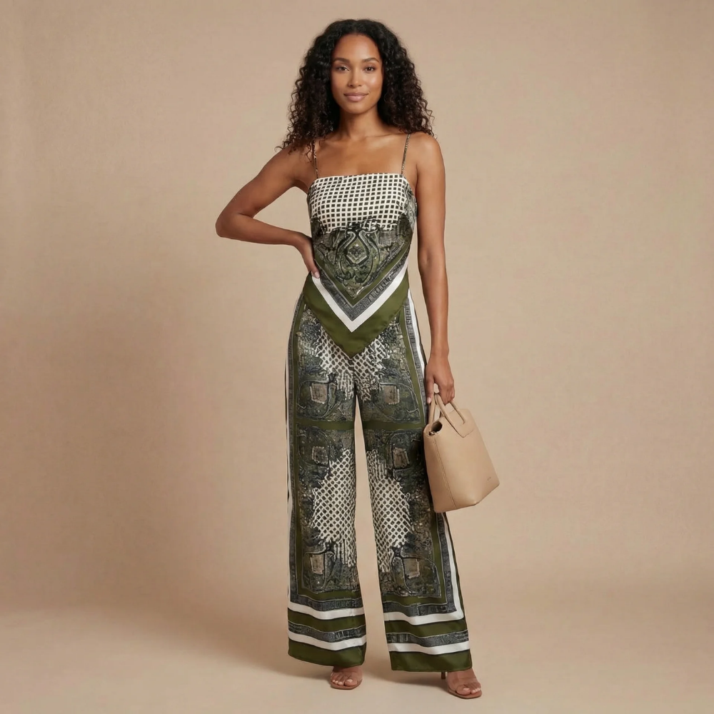 Women's Vacation Scarf Print Wide Leg Pants Set - product image 4
