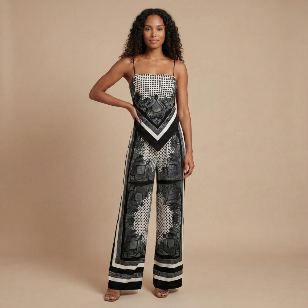 Women's Vacation Scarf Print Wide Leg Pants Set - product image 5