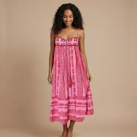 Women's Summer Boho Printed Square Neck Maxi Dress - product image 1