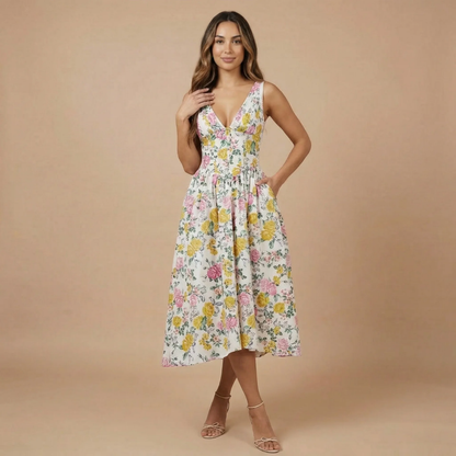 Women's Wedding Guest Floral V Neck Midi Dress - product image 2