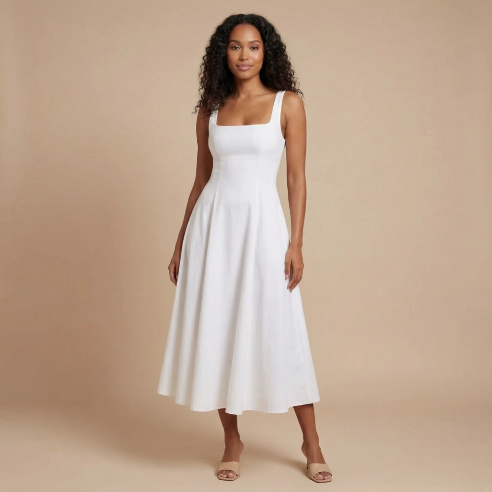 Women's Wedding Guest Square Neck Midi Dress Sleeveless - product image 3