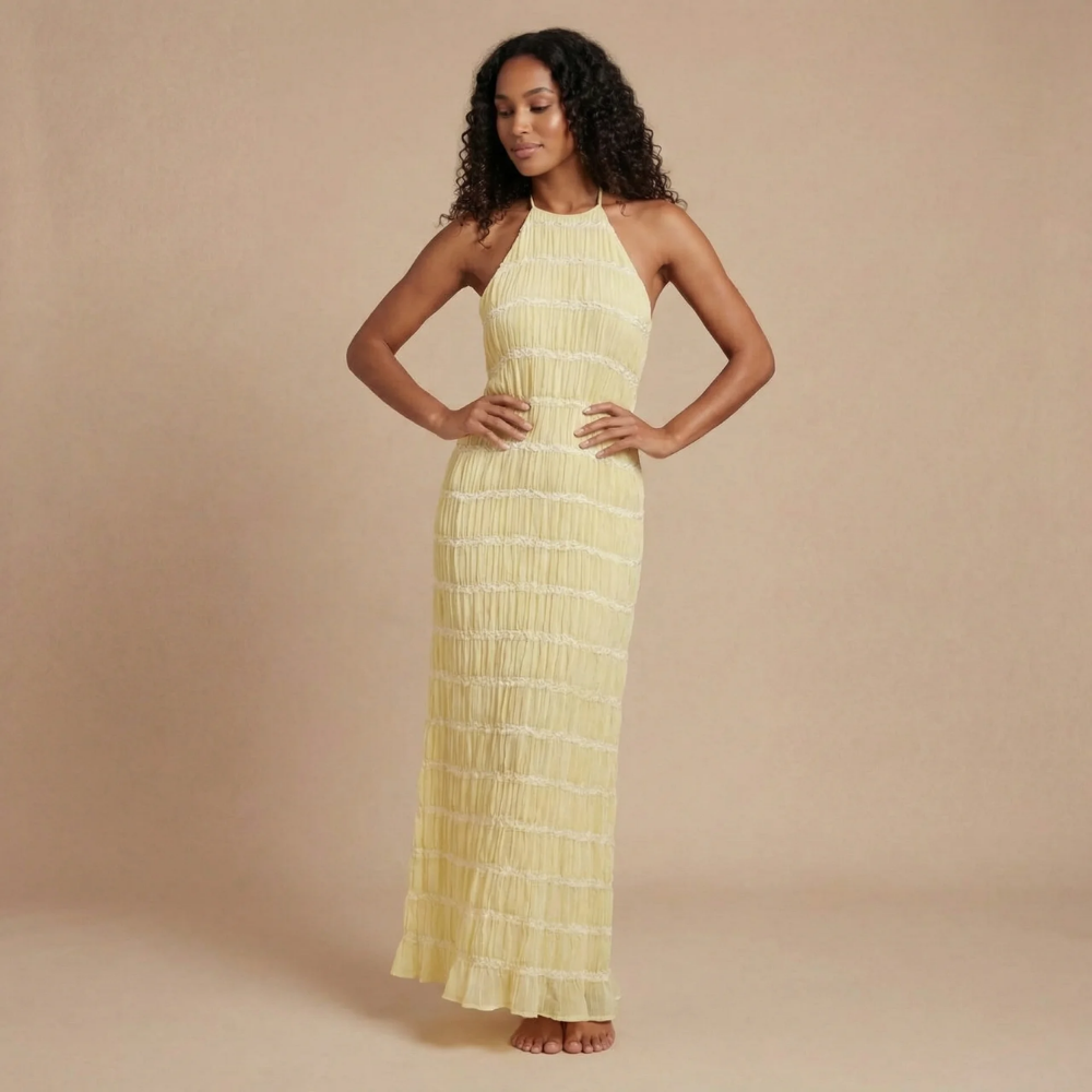 Women's Wedding Guest Halter Textured Maxi Dress - product image 3