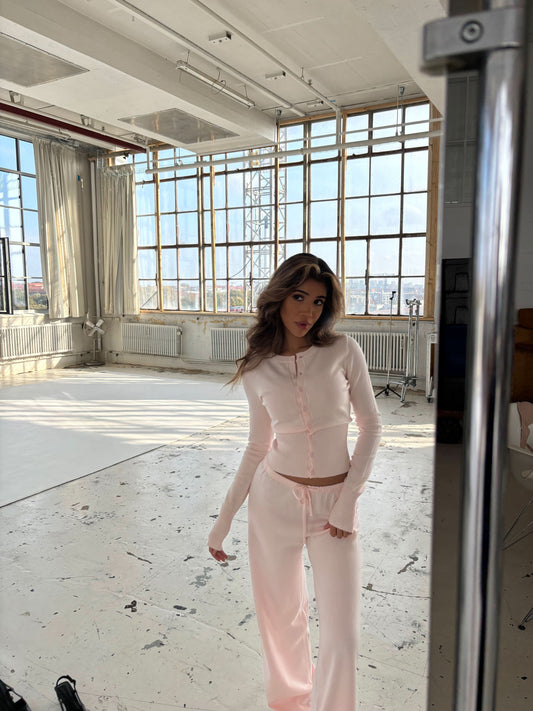 Women's Ribbed Knit Lounge Set Long Sleeve Top and Pants - product image 1