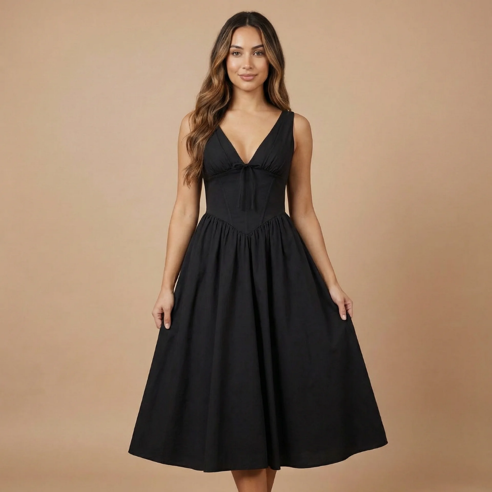 Women's Wedding Guest Floral V Neck Midi Dress - product image 7