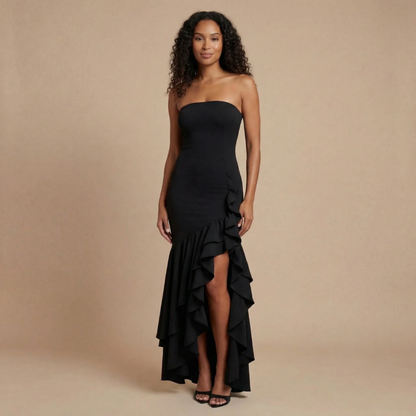 Women's Wedding Guest Strapless Ruffle Slit Maxi Dress - product image 2