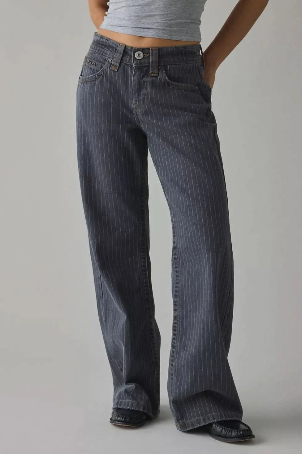 Women's High Waisted Striped Wide Leg Jeans - product image 2