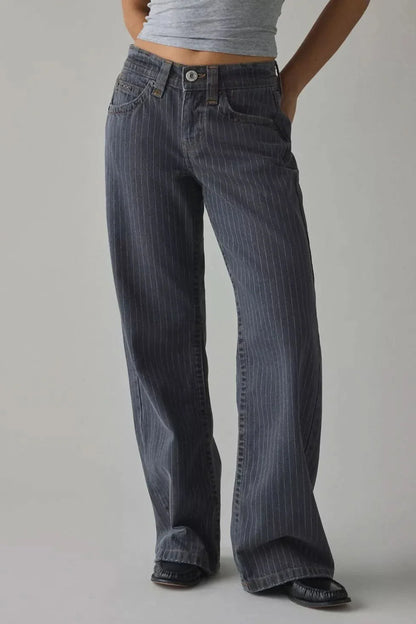 Women's High Waisted Striped Wide Leg Jeans - product image 2