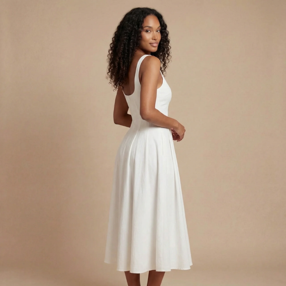 Women's Wedding Guest Square Neck Midi Dress Sleeveless - product image 7