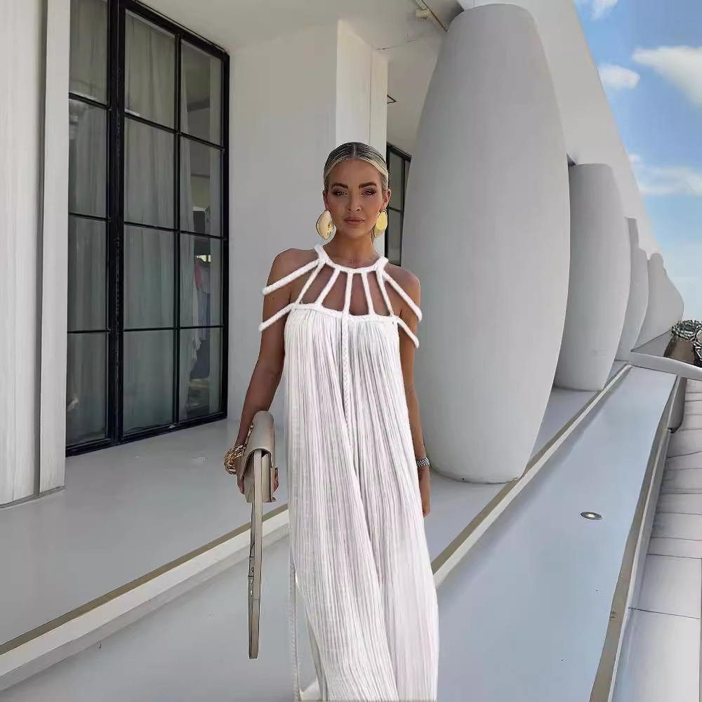 Women's Resort Maxi Cage Neck Column Dress with Belt - product image 7