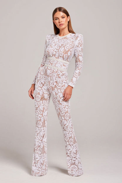 Women's Cocktail Sequin Lace Long Sleeve Wide Leg Jumpsuit - product image 5