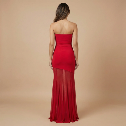 Women's Formal Strapless Maxi Dress With Sheer Mesh Skirt - product image 6