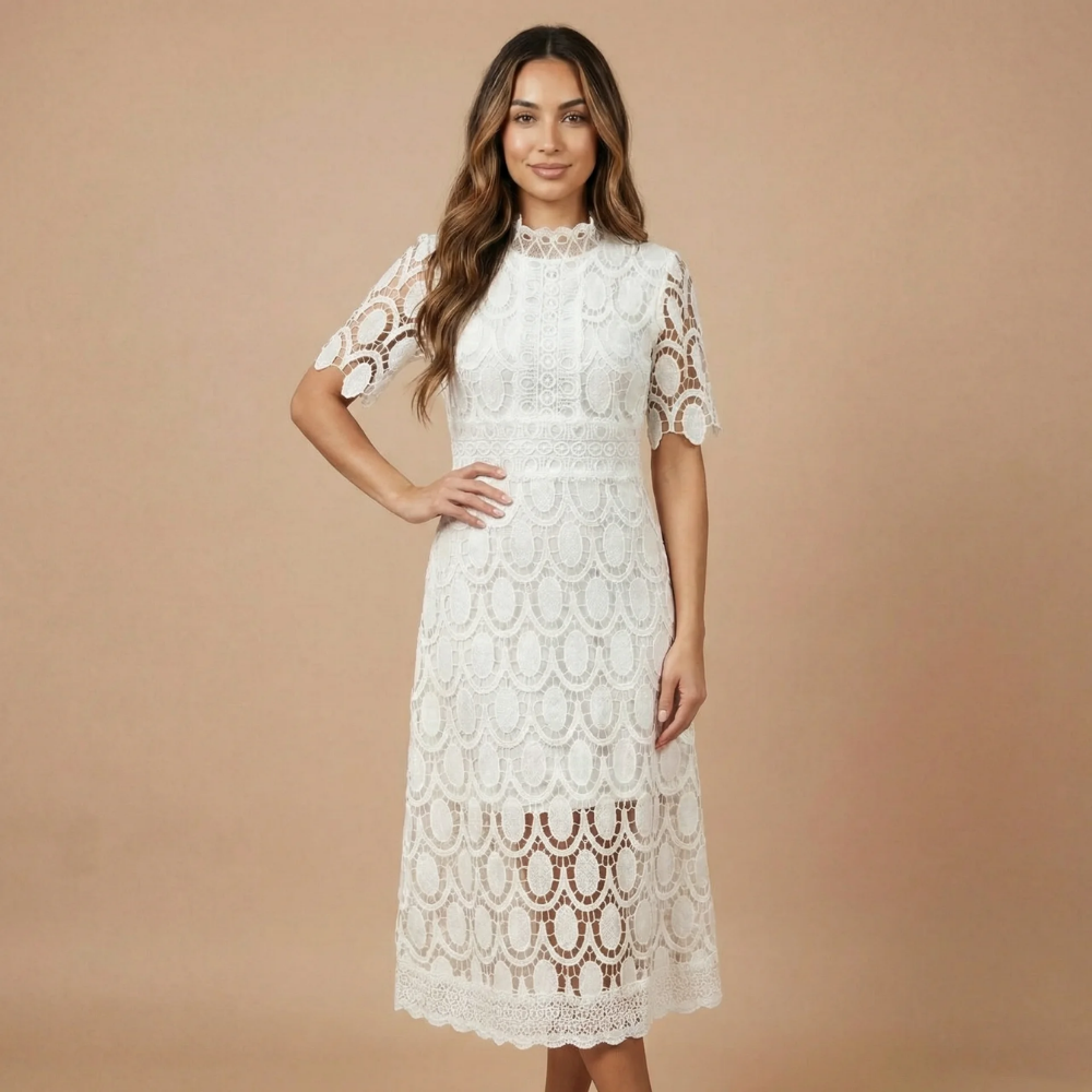 Women's Cocktail Lace Mock Neck Midi Dress - product image 2