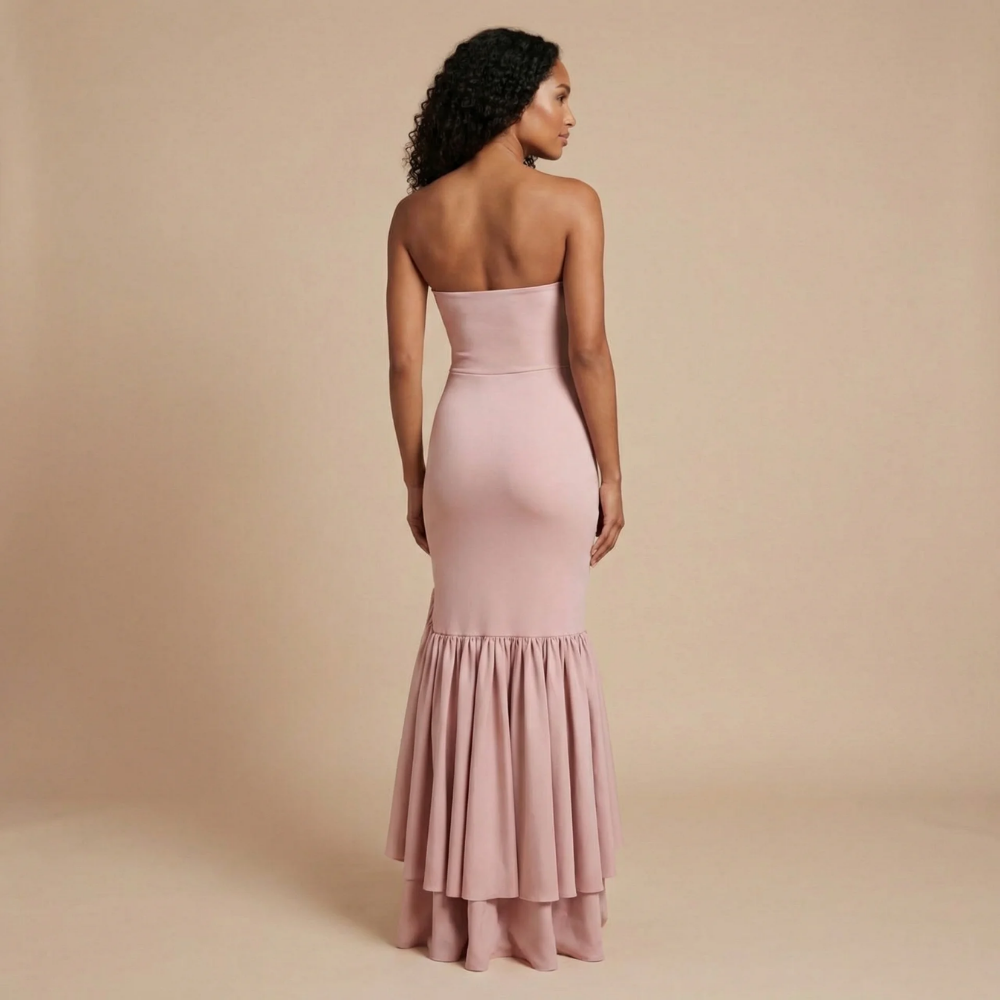 Women's Wedding Guest Strapless Ruffle Slit Maxi Dress - product image 8