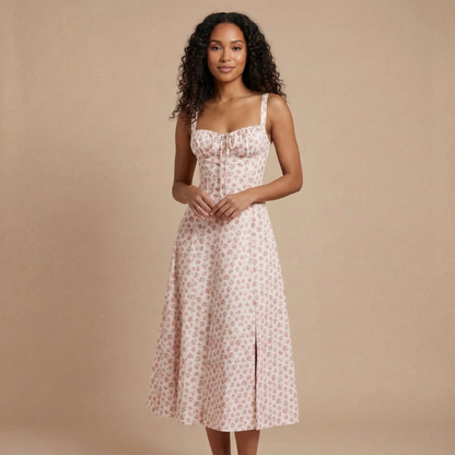 Women's Wedding Guest Floral Sweetheart Midi Corset Dress - product image 1
