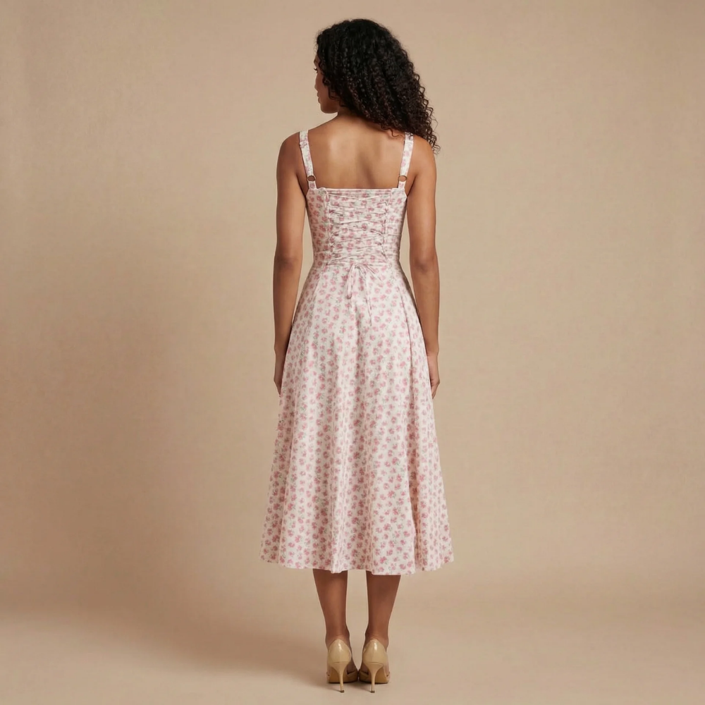Women's Wedding Guest Floral Sweetheart Midi Corset Dress - product image 7