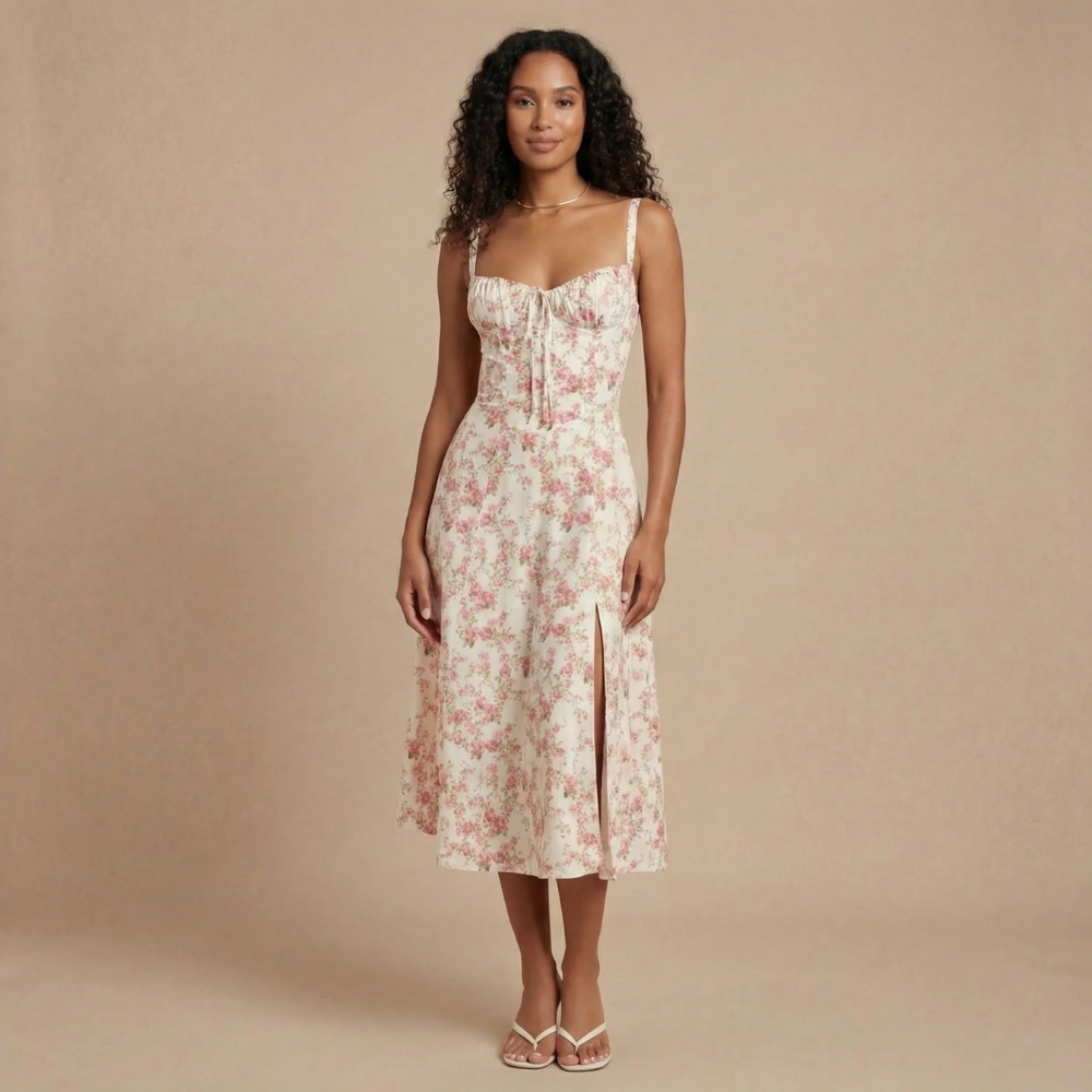Women's Wedding Guest Floral Sweetheart Midi Corset Dress - product image 2