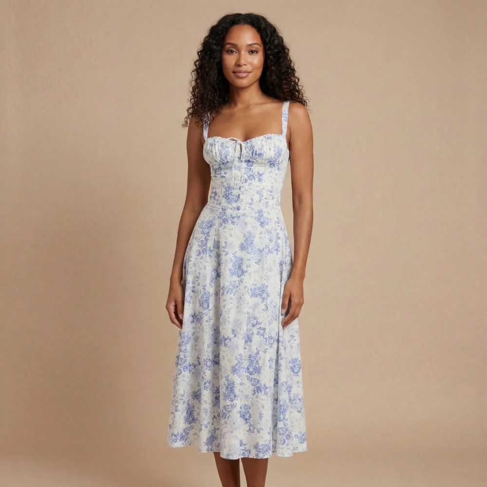 Women's Wedding Guest Floral Sweetheart Midi Corset Dress - product image 3