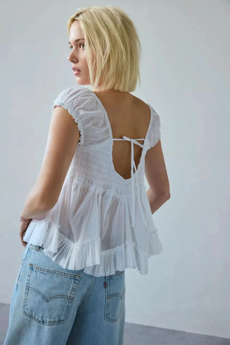 Women's Summer V Neck Button Front Peplum Blouse - product image 2