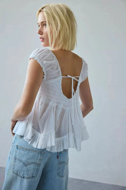 Women's Summer V Neck Button Front Peplum Blouse - product image 2