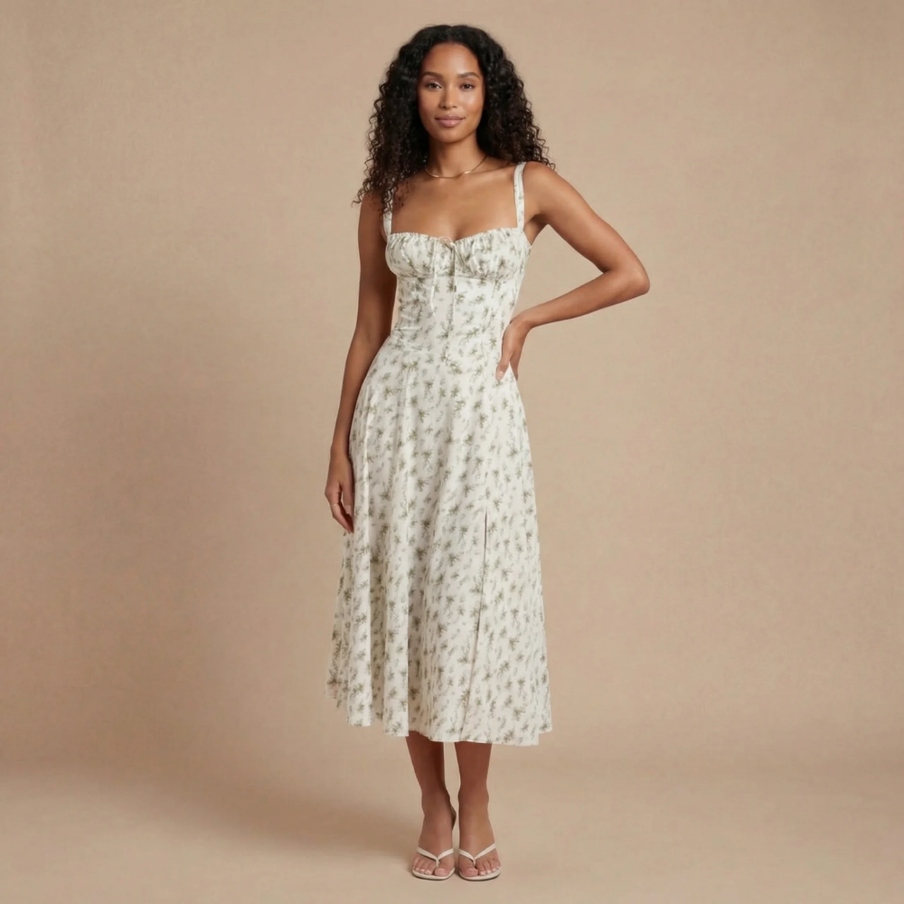 Women's Wedding Guest Floral Sweetheart Midi Corset Dress - product image 5
