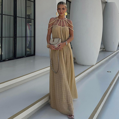 Women's Resort Maxi Cage Neck Column Dress with Belt - product image 2