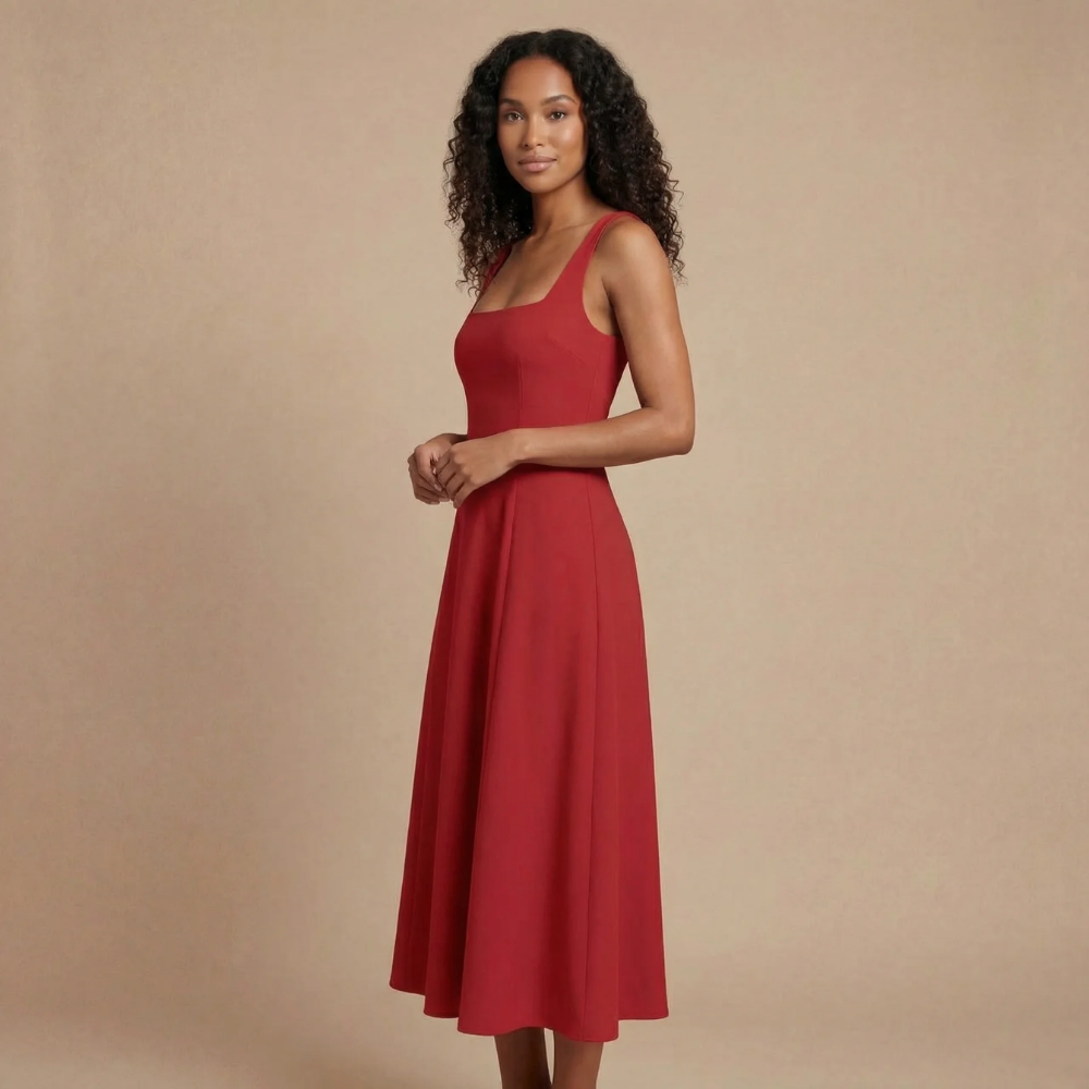 Women's Wedding Guest Square Neck Midi Dress Sleeveless - product image 4